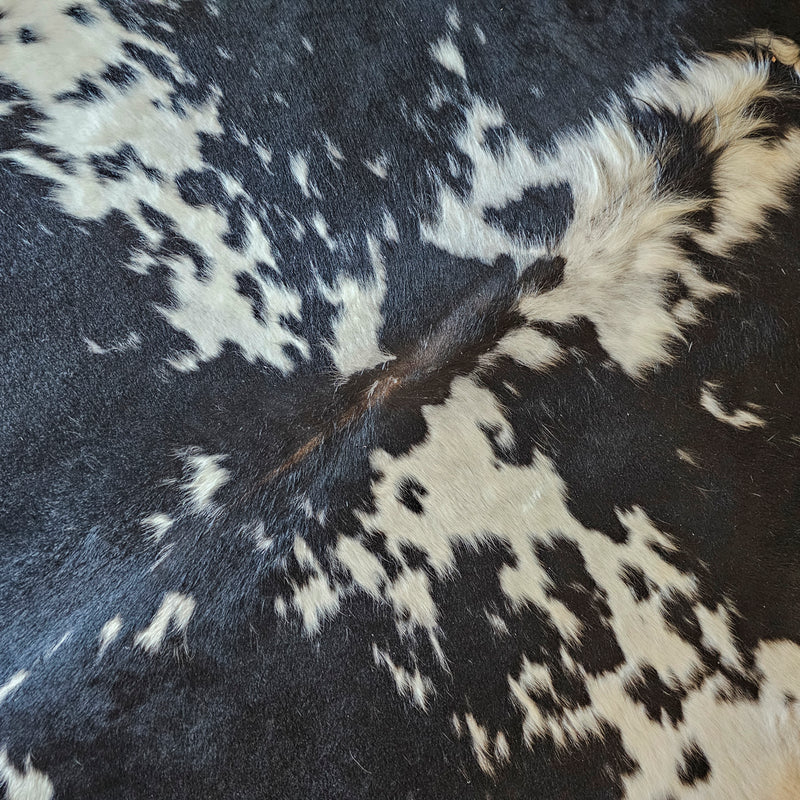 Black and White Cowhide Rug Size 7'1" L x 6'11" W 8094