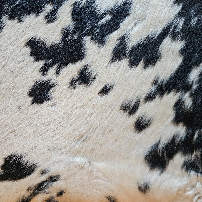 Black and White Cowhide Rug Size 7'1" L x 6'11" W 8094