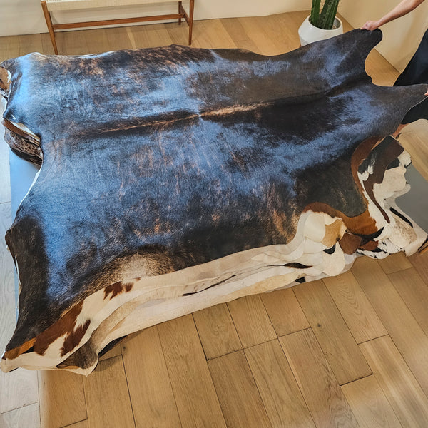 Dark Brindle Cowhide Rug Size 7'10" L x 7'2" W 8098