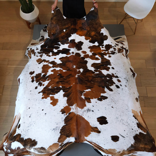 Tricolor Cowhide Rug Size 7'6" L x 6'8" W 8129