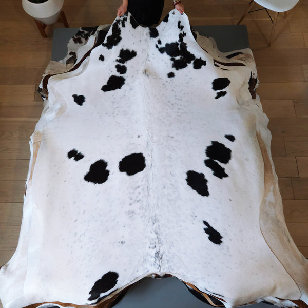 Brazilian Black and White Cowhide Rug Size 7'1" L x 5'9" W 8167