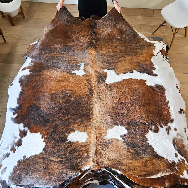 Tricolor Cowhide Rug Size 6'8" L x 6'4" W 8406