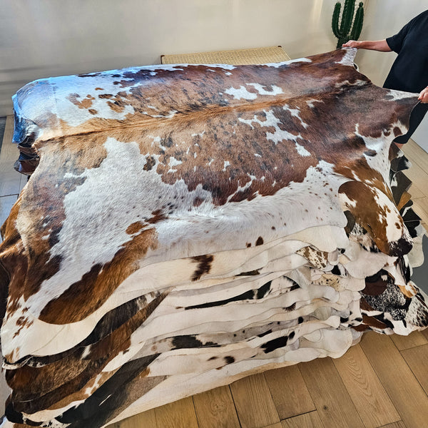 Tricolor Cowhide Rug Size 7'2" L x 6'8" W 8407