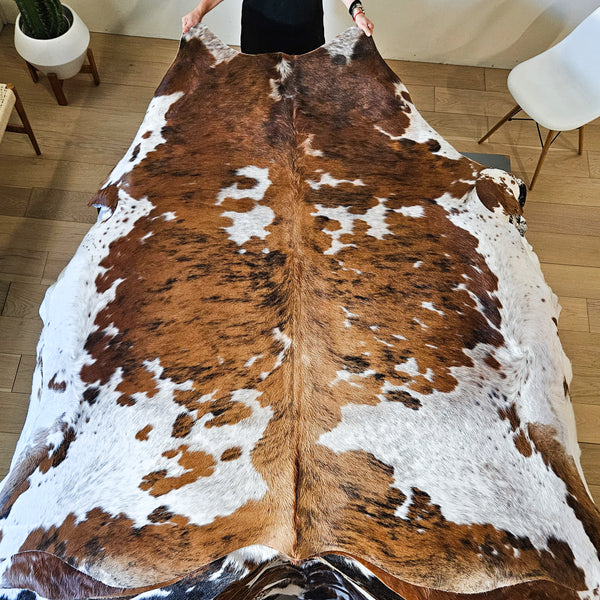 Tricolor Cowhide Rug Size 7'2" L x 6'8" W 8407