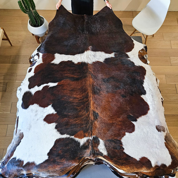 Tricolor Cowhide Rug Size 7'8" L x 6'10" W 8412