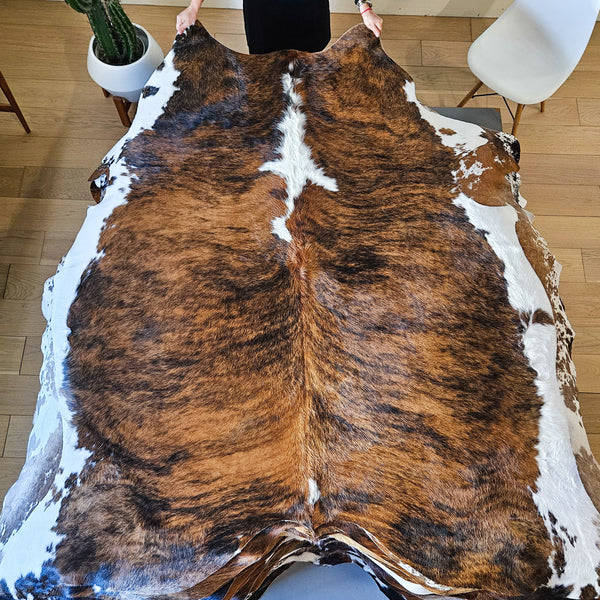 Tricolor Cowhide Rug Size 7'0" L x 6'6" W 8414