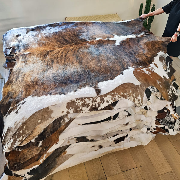 Tricolor Cowhide Rug Size 7'0" L x 6'6" W 8414