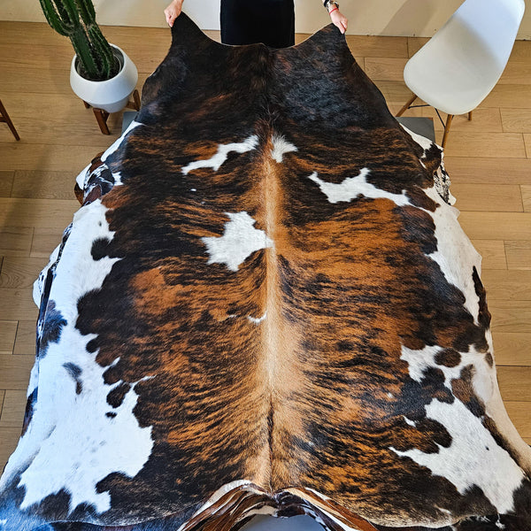 Tricolor Cowhide Rug Size 7'2" L x 6'10" W 8417