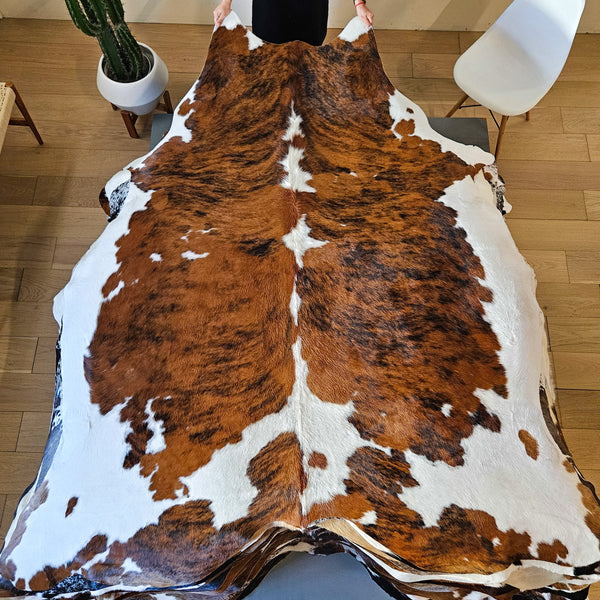 Tricolor Cowhide Rug Size 7'8" L x 7'0" W 8428