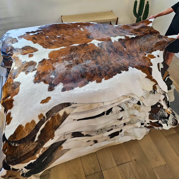 Tricolor Cowhide Rug Size 7'8" L x 7'0" W 8428