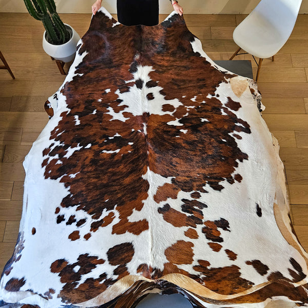 Tricolor Cowhide Rug Size 7'5" L x 6'6" W 8432