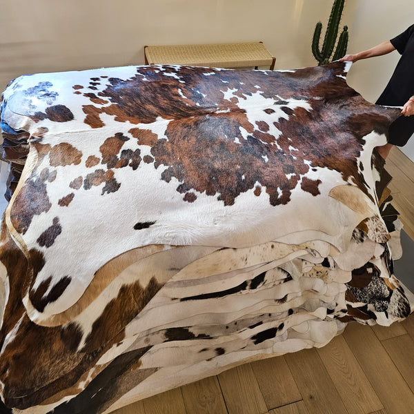 Tricolor Cowhide Rug Size 7'5" L x 6'6" W 8432