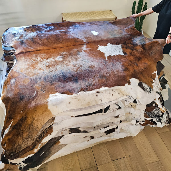 Tricolor Cowhide Rug Size 7'0" L x 7'6" W 8440