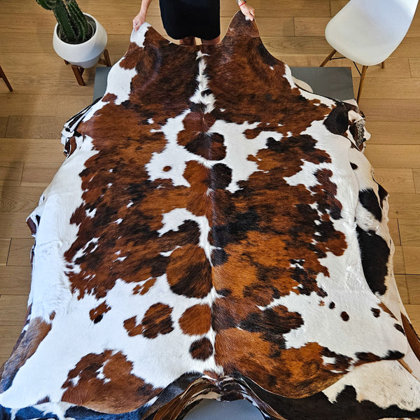 Tricolor Cowhide Rug Size 7'0" L x 6'5" W 8452