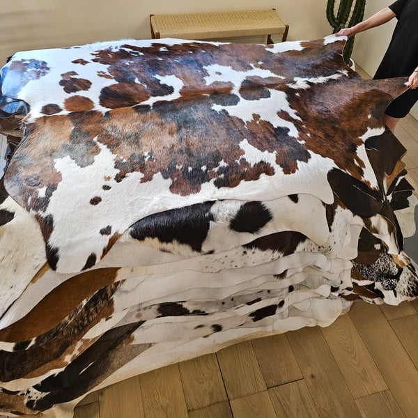 Tricolor Cowhide Rug Size 7'0" L x 6'5" W 8452