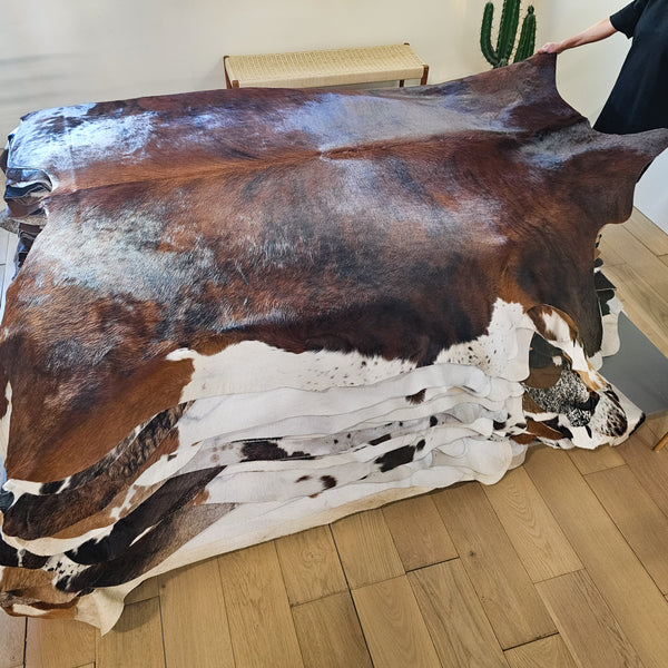 Brindle White Belly Cowhide Rug Size 8'1" L x 7'6" W 8455