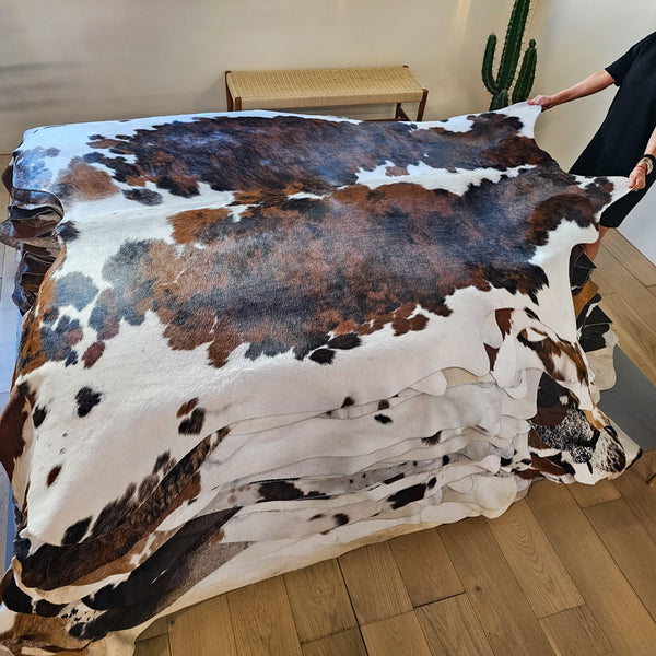 Tricolor Cowhide Rug Size 7'6" L x 7'4" W 8456