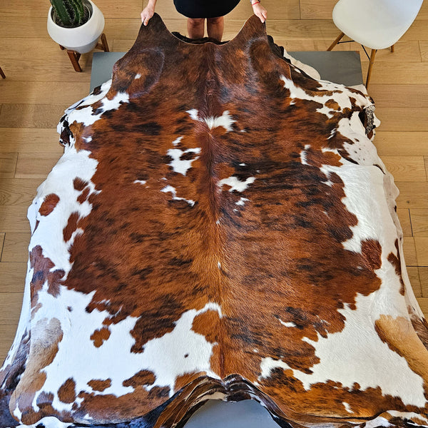 Tricolor Cowhide Rug Size 6'9" L x 6'5" W 8461