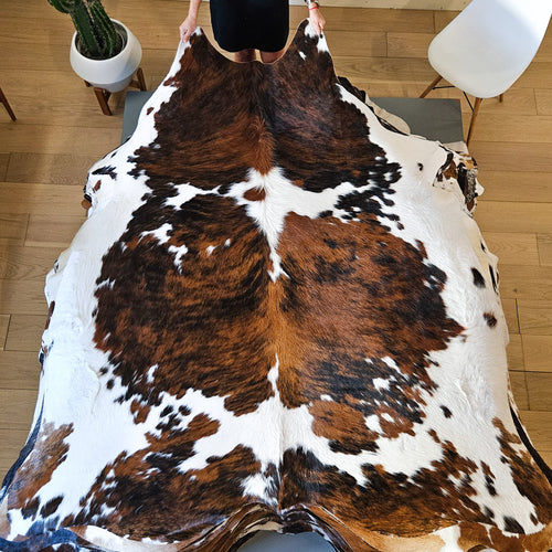 Tricolor Cowhide Rug Size 7'0" L x 6'6" W 8466