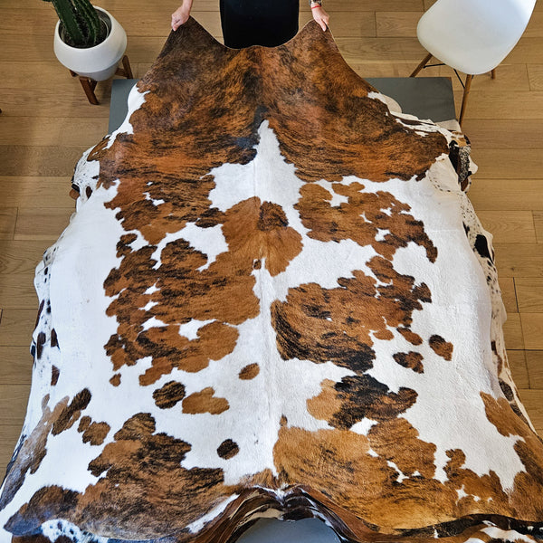 Tricolor Cowhide Rug Size 7'1" L x 6'9" W 8473