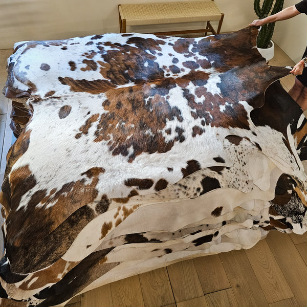 Tricolor Cowhide Rug Size 6'6" L x 6'3" W 8474