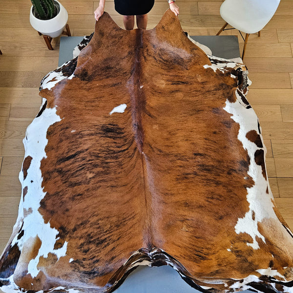 Tricolor Cowhide Rug Size 7'1" L x 6'6" W 8486