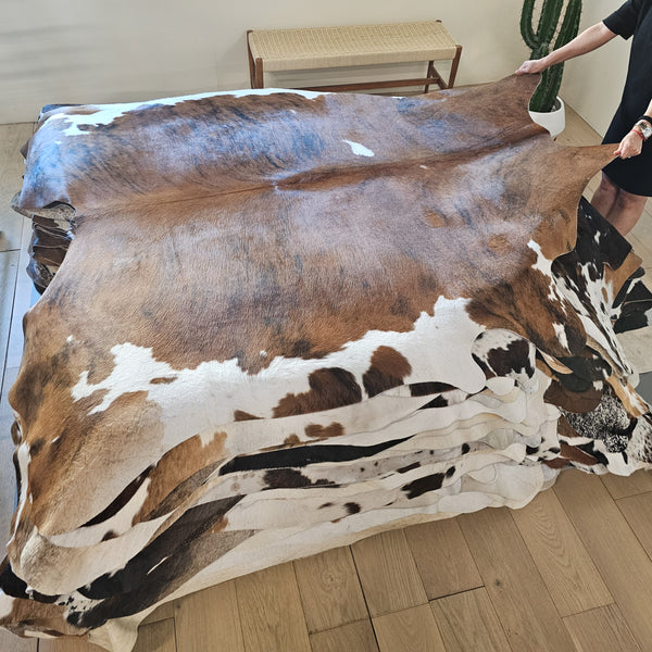 Tricolor Cowhide Rug Size 7'1" L x 6'6" W 8486