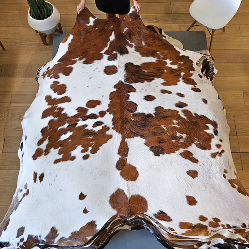 Tricolor Cowhide Rug Size 7'3" L x 7'2" W 8488