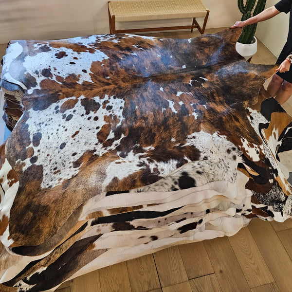 Tricolor Cowhide Rug Size 6'7" L x 6'6" W 8492