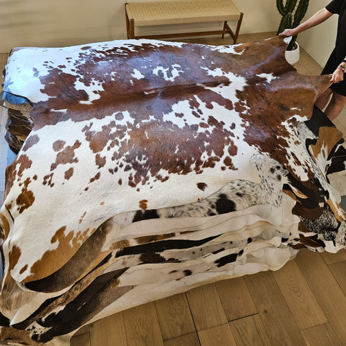 Tricolor Cowhide Rug Size 7'1" L x 6'8" W 8493