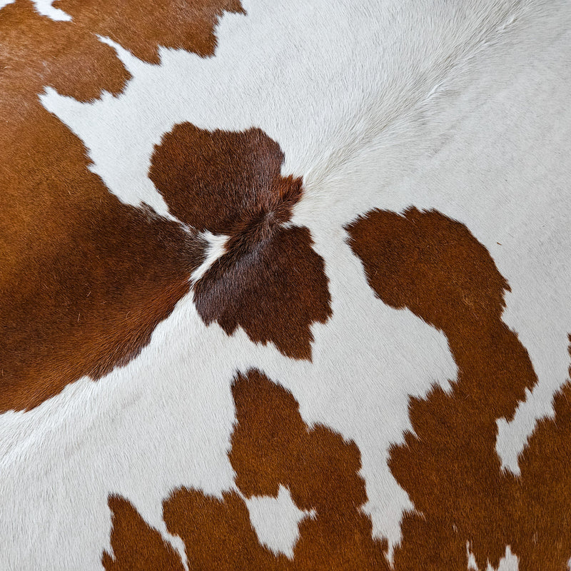 Brown and White Cowhide Rug Size 6'11" L x 6'10" W 8603