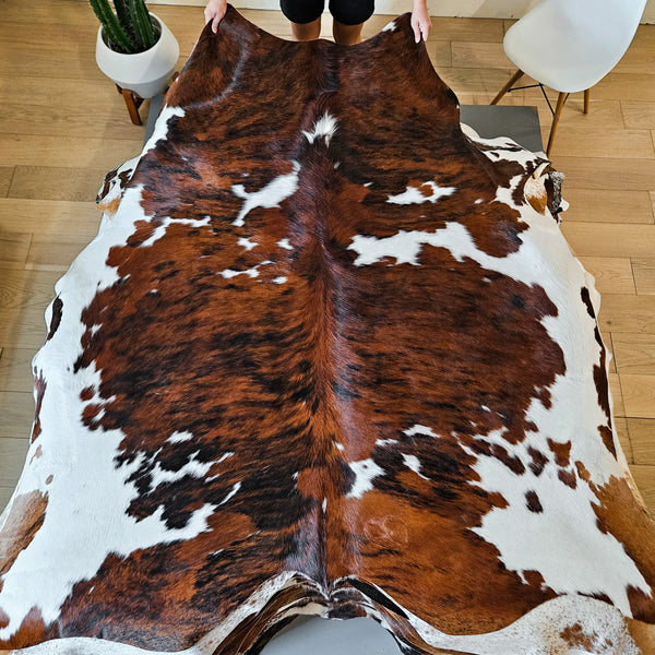 Tricolor Cowhide Rug Size 7' L x 6'9" W 8607