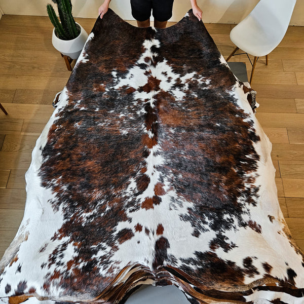 Tricolor Cowhide Rug Size 7'7" L x 7'3" W 8609