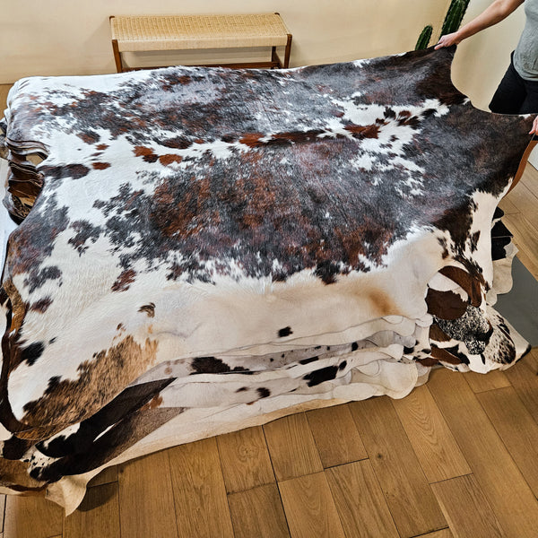 Tricolor Cowhide Rug Size 7'7" L x 7'3" W 8609