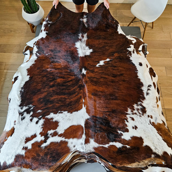 Tricolor Cowhide Rug Size 6'10" L x 6'8" W 8610