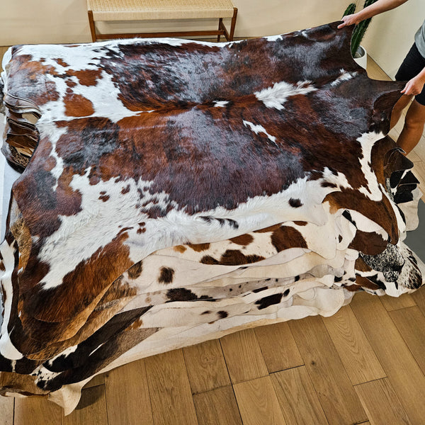 Tricolor Cowhide Rug Size 6'10" L x 6'8" W 8610