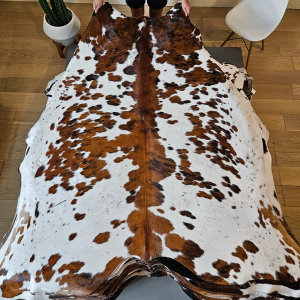 Tricolor Cowhide Rug Size 7'5" L x 6'7" W 8612