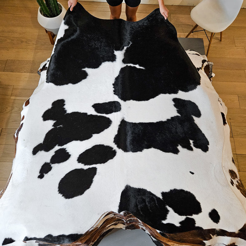 Black and White Cowhide Rug Size 6'9" L x 6'6" W 8613