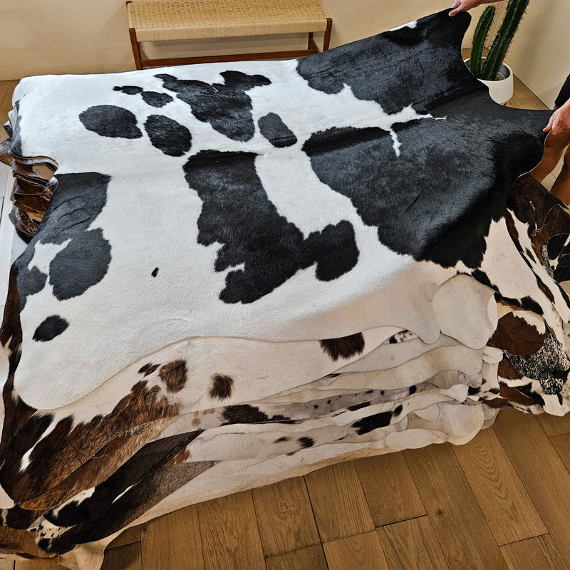 Black and White Cowhide Rug Size 6'9" L x 6'6" W 8613