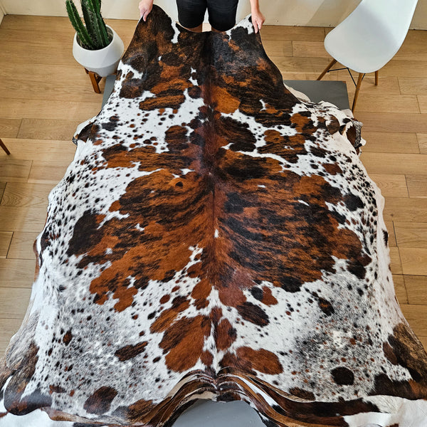 Tricolor Cowhide Rug Size 7'7" L x 6'3" W 8615