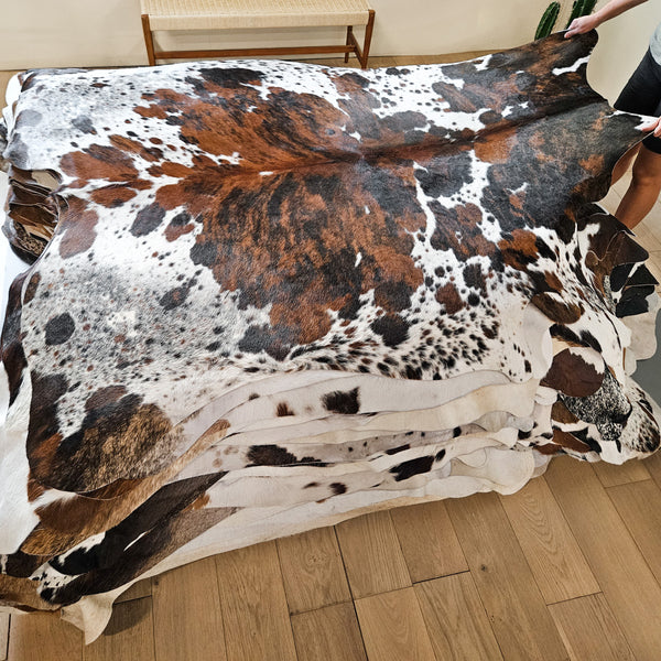 Tricolor Cowhide Rug Size 7'7" L x 6'3" W 8615