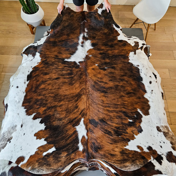 Tricolor Cowhide Rug Size 6'7" L x 6'5" W 8616