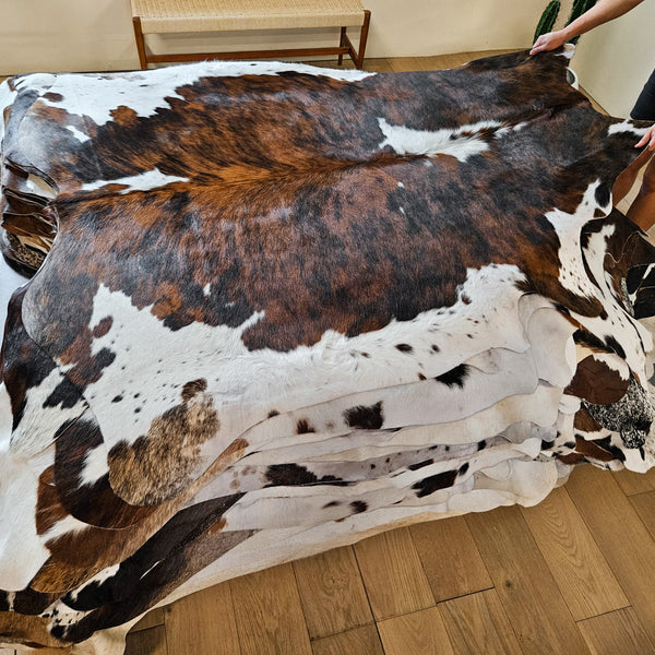 Tricolor Cowhide Rug Size 6'7" L x 6'5" W 8616