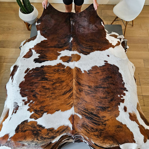 Tricolor Cowhide Rug Size 6'10" L x 5'10" W 8619