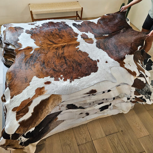 Tricolor Cowhide Rug Size 6'10" L x 5'10" W 8619