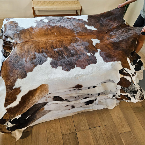 Tricolor Cowhide Rug Size 7'8" L x 7'5" W 8620