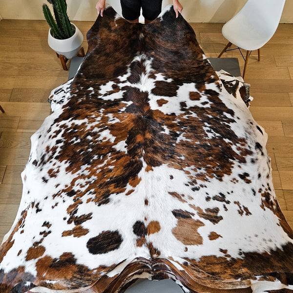 Tricolor Cowhide Rug Size 7'7" L x 7'9" W 8622