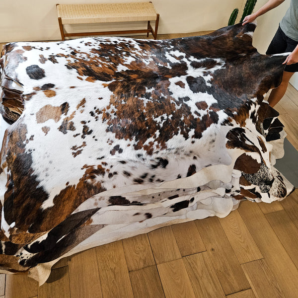 Tricolor Cowhide Rug Size 7'7" L x 7'9" W 8622