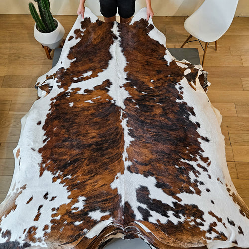 Tricolor Cowhide Rug Size 7'4" L x 6'10" W 8625