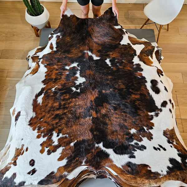 Tricolor Cowhide Rug Size 6'10" L x 6'4" W 8626